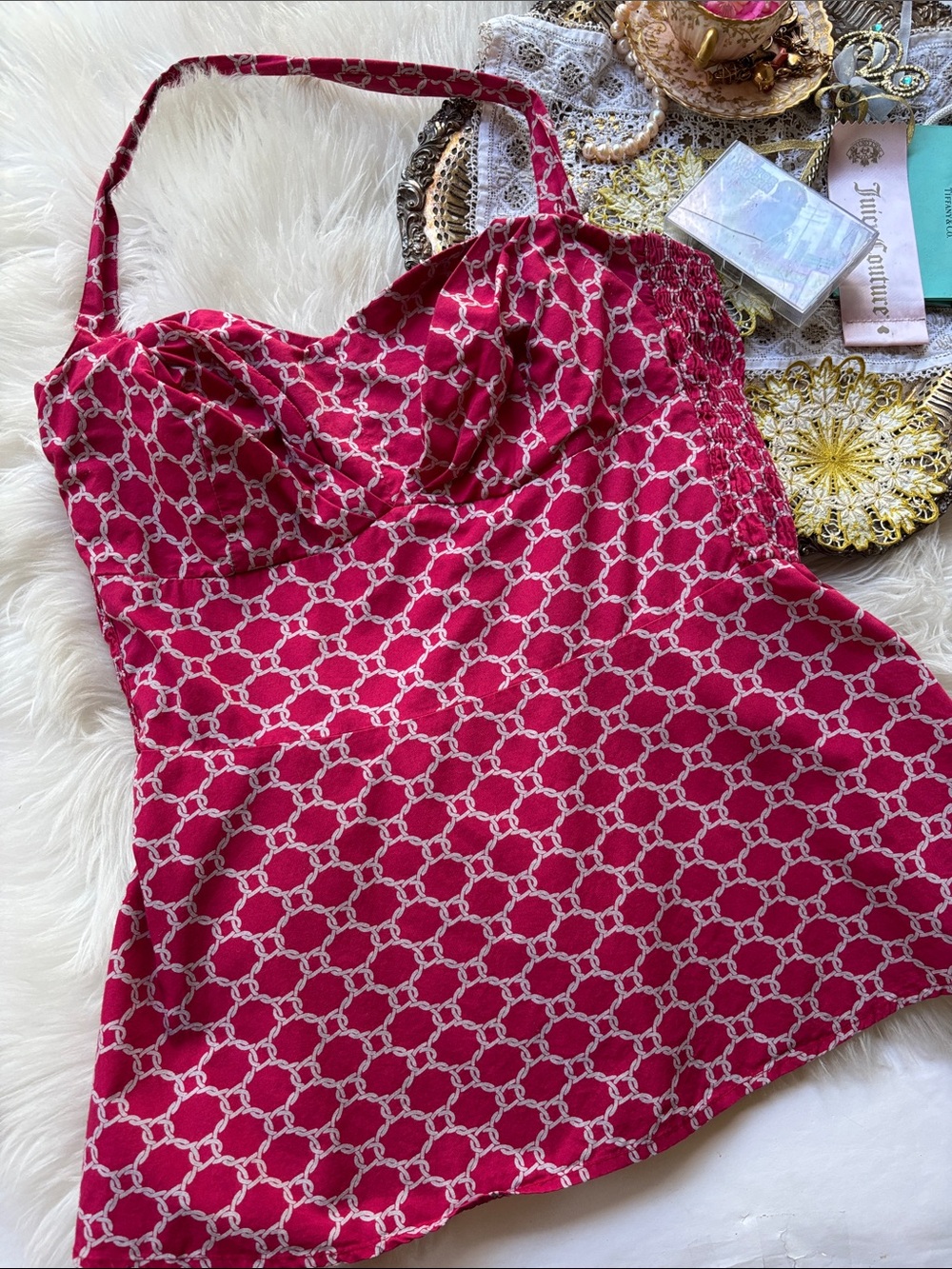 Anthropologie Girls from Savoy Halter Top Red Peplum Retro Pinup Summer 12 Tube